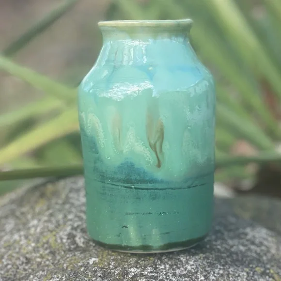 Handcrafted Green Ceramic Vase - Picture 10 of 11